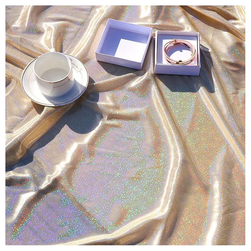 2025 Knit Polyester Spandex Lurex Fabric Shiny Stretch Silver Glitter Metallic Lurex Fabric for Swimwear/Evening Dress - 图片 3