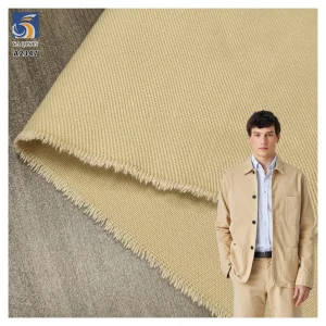 A2347 Good Quality 320gsm 7X7 100% Cotton Thick Twill Fabric Super Soft Thick Right Khaki Twill Washed Cotton Fabric