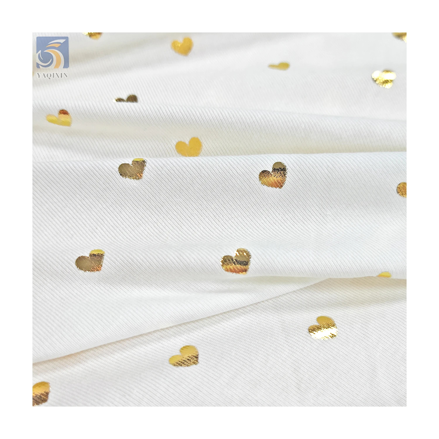 S07 Custom Heart Foil Printed 40S 1X1 Rib Knitted Cotton Jersey Fabric Cotton Spandex Stretch T-shirts Sportswear Fabric - 图片 6
