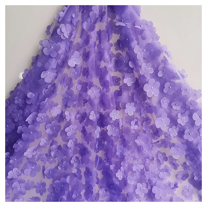 Beautiful Women 3D Embroidery Lace Fabric Floral Tulle Embroidered Fabric for Fashion Skirt