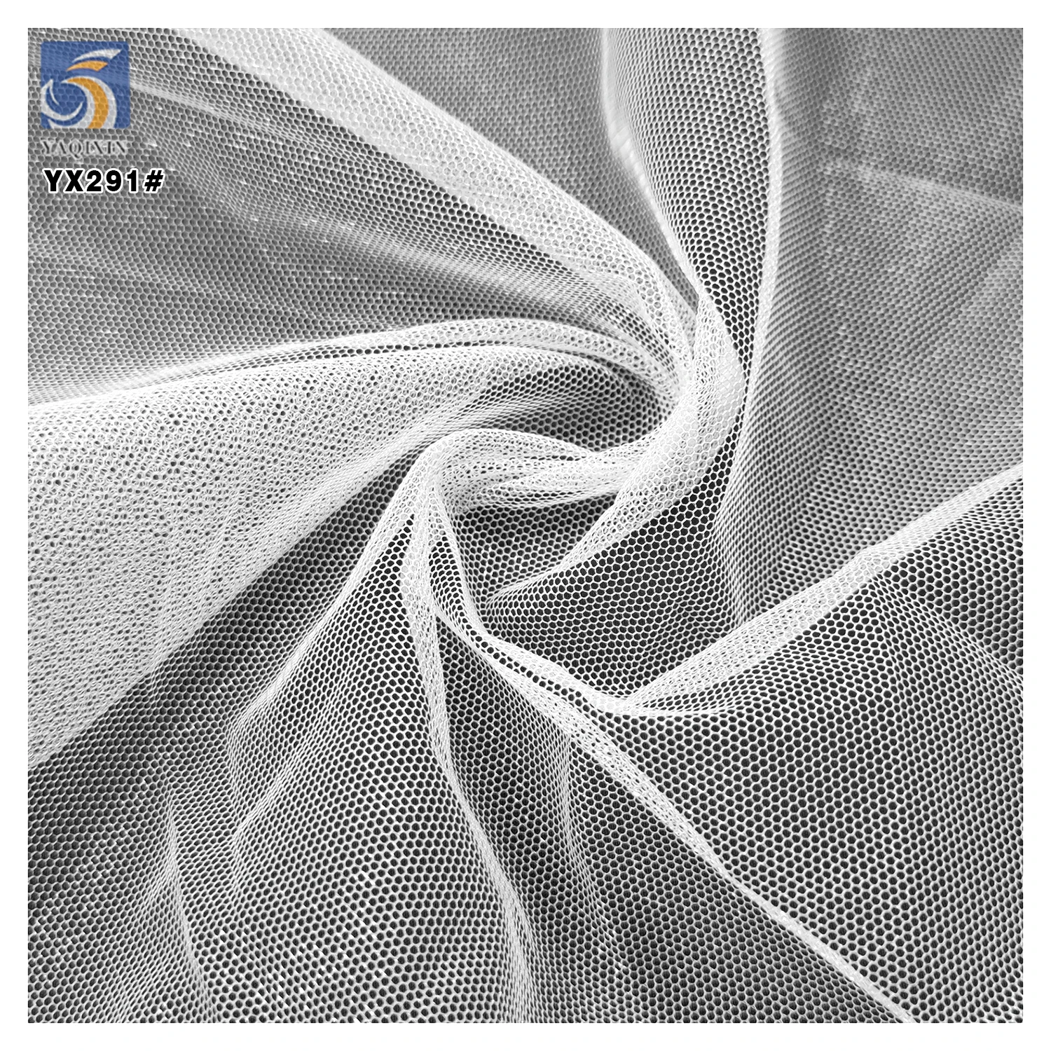 YX291 Pure White 40A 26gsm High Quality 100% Polyester Glimmer Glossy Net Mesh Fabric for Clothing - 图片 5