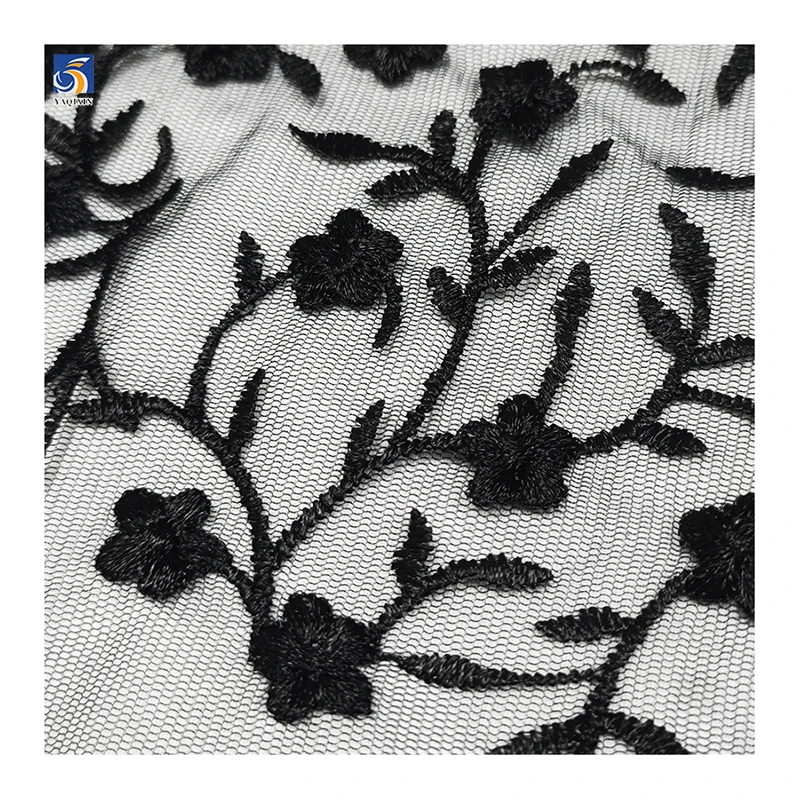 Mass Production of High-quality Embroidery Bud Pattern Tulle Embroidery Supports Sample Customization - 图片 4