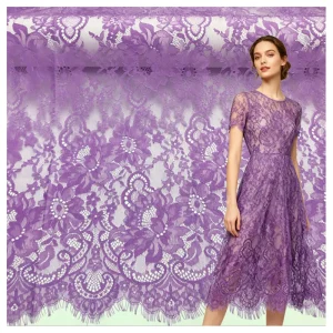 YX2283 Guangzhou Spot Hot Sale French Soft Nylon Eyelash Chantilly Lace Fabric for Woman Lingerie Underwear