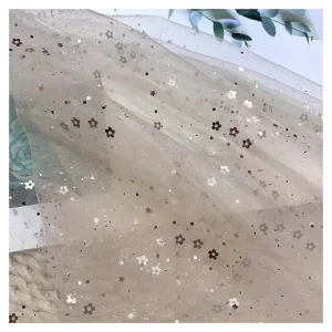 Guangzhou Gold Supplier Tulle 2026 New Arrival Gold Floral Dots Glitter Embroidery Sequin Tulle Mesh Net Fabric