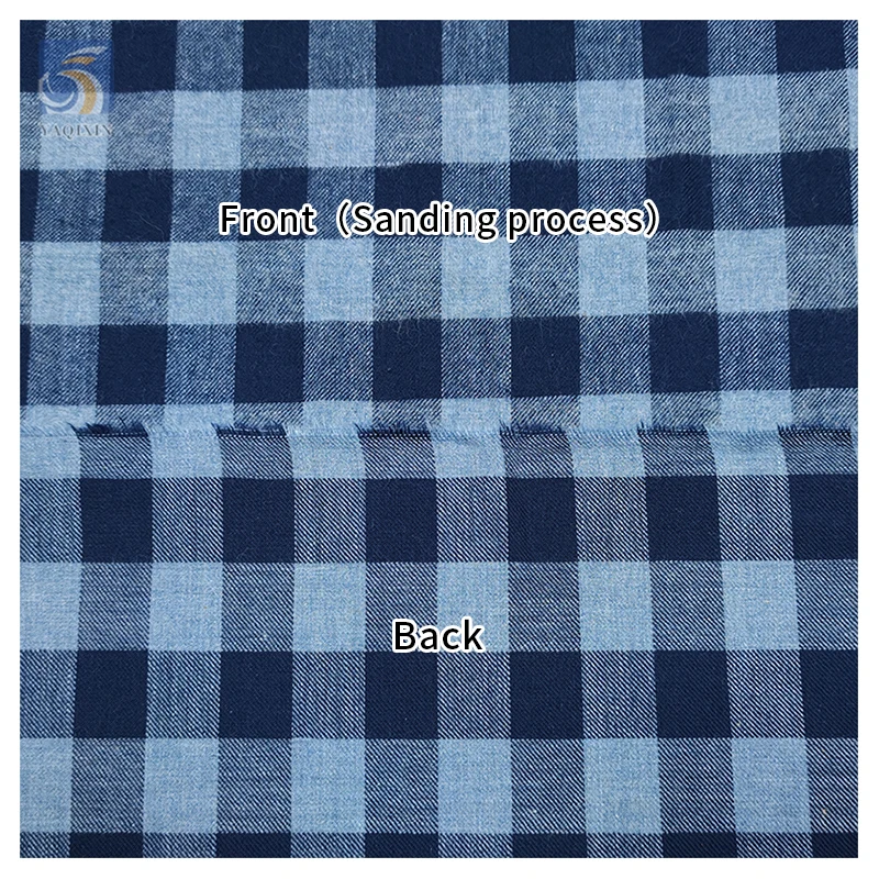 Stock Lot Dark and Light Blue Plaid 100% Cotton Check Fabric Blue Gingham Shirt Yarn Dyed Cotton Check Fabric - 图片 4
