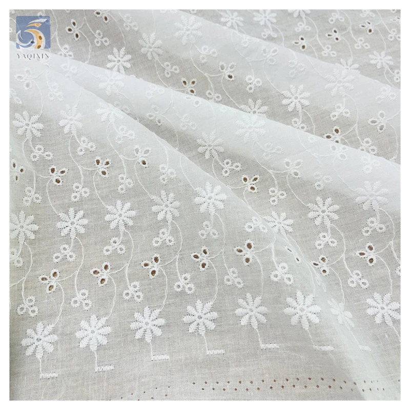 China ODM&OEM Competitive Price Eyelet Lace Fabric 100% Cotton Embroidery Fabric for Apparel Dress Clothing - 图片 6