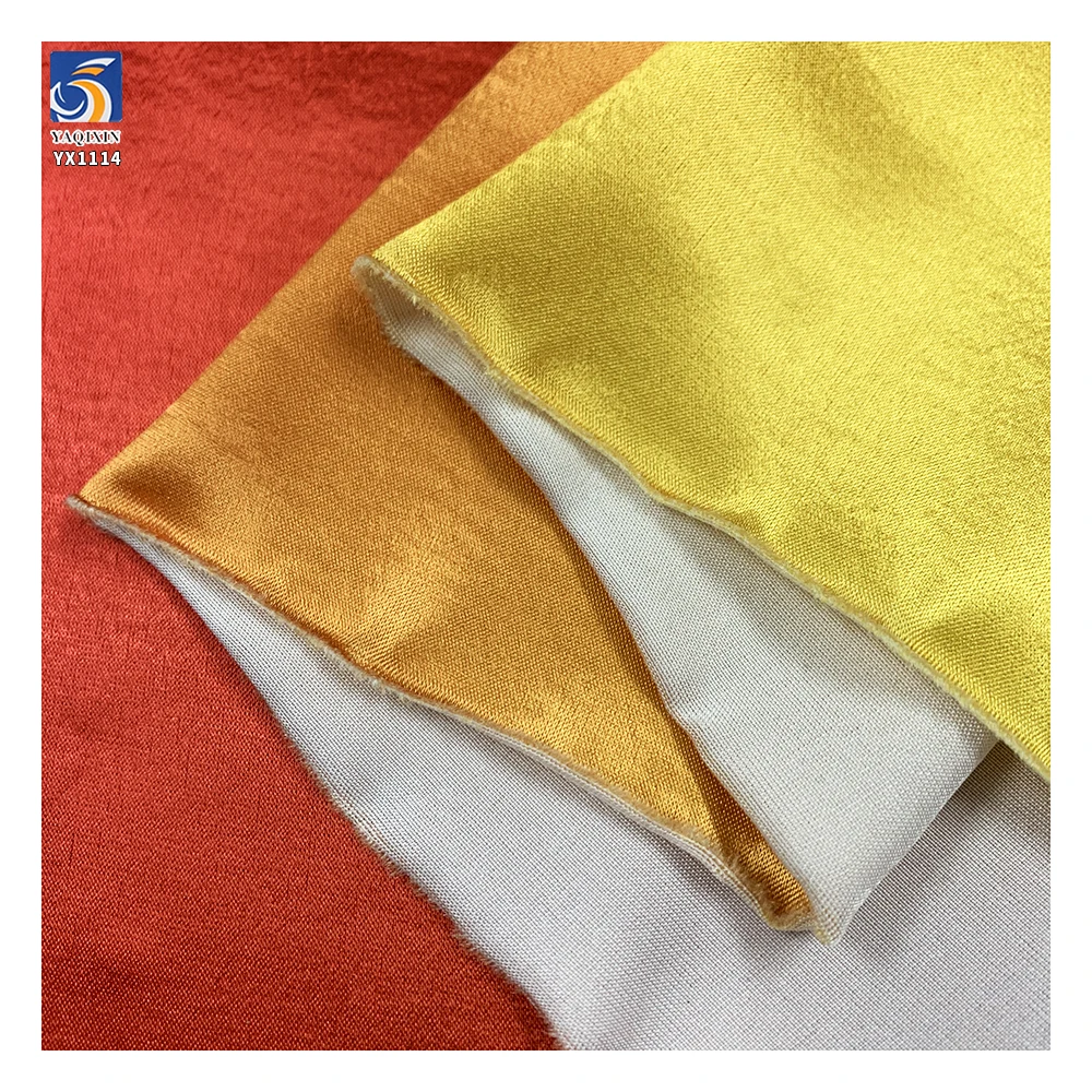 YX1114 160gsm Customized Solid Color Yellow Red Gradient Satin Fabrics Polyester Glossy Ombre Satin Digital Printing Fabric - 图片 4