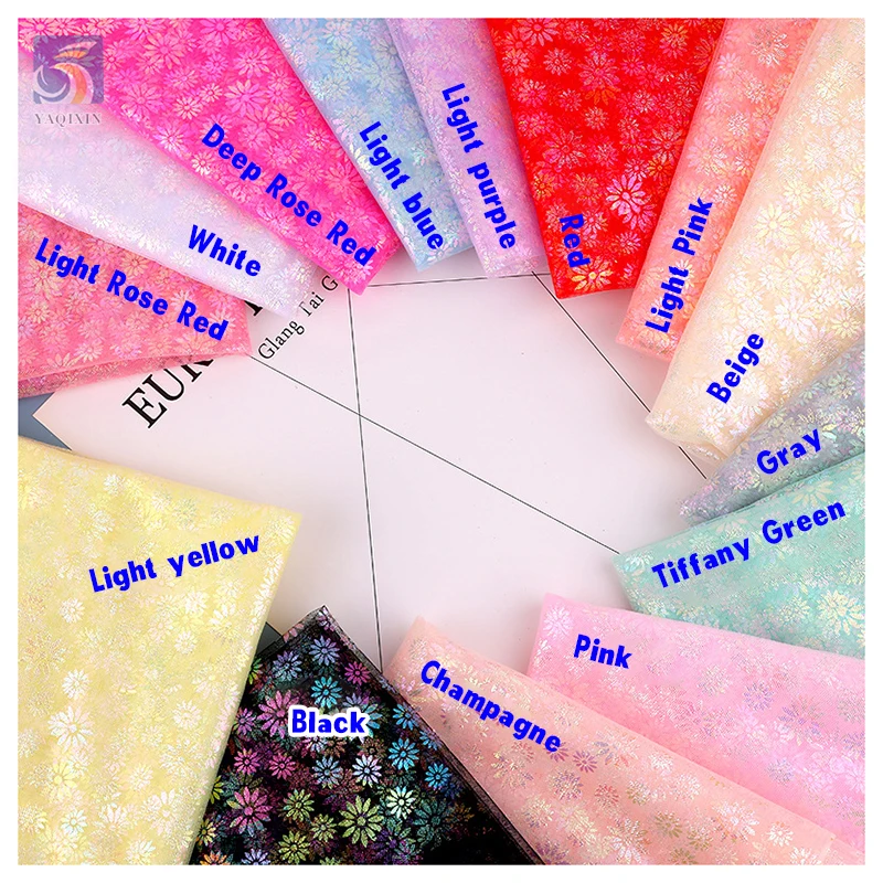 2024 New Trend Textile Color Foil Printing Floral Polyester Material Fabric Net Tulle Mesh Printed Dress Fabric - 图片 3