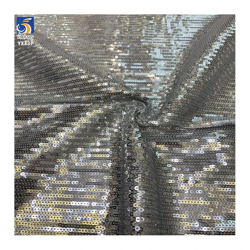 YX837 Best Selling Popular 3mm Small Sequin Fabric Intensive Shiny Glittering Stretch Sequins Stage Dress Fabrics - 图片 6