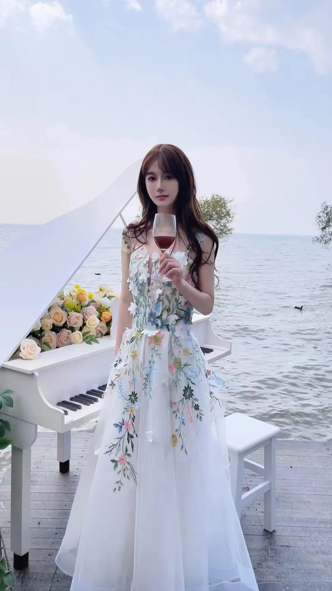 Elegant Hand Made Embroidery Fabric Net Fabric for Dress Embroidery 3D Multicolour Tulle Floral Fabric - 图片 4