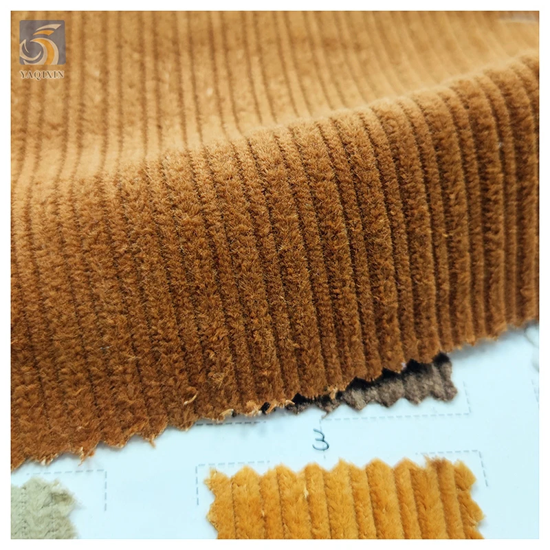 YX2358 High Quality 8W Non-Stretch Khaki Thick 100% Polyester Corduroy Fabric for Ladies Jacket Pants - 图片 4