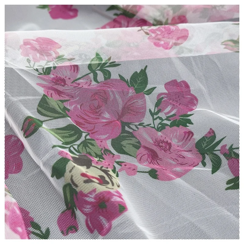 YaQiXin Original Design Chinese Style Textile 100% Polyester Digital Print Fabric Floral Mesh Tulle Fabric for Clothing - 图片 3