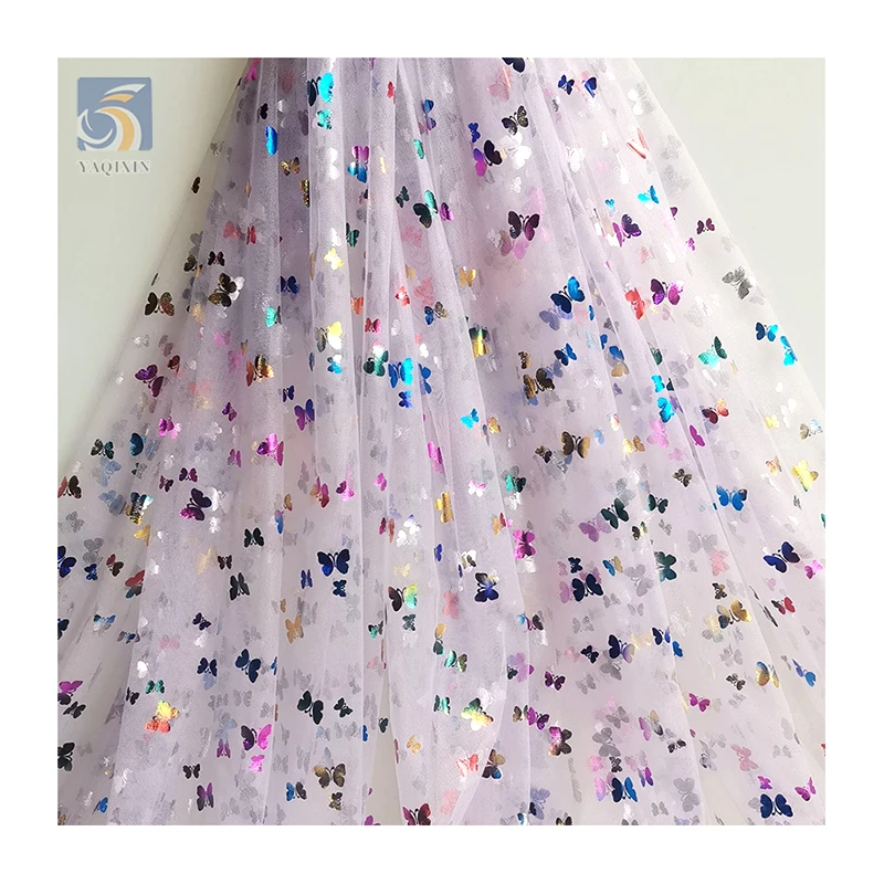 New Fashion Design 100%Polyester Colorful Hot Film Butterfly Ombre Tulle Print Fabric for Kids Tutu Skirt - 图片 4