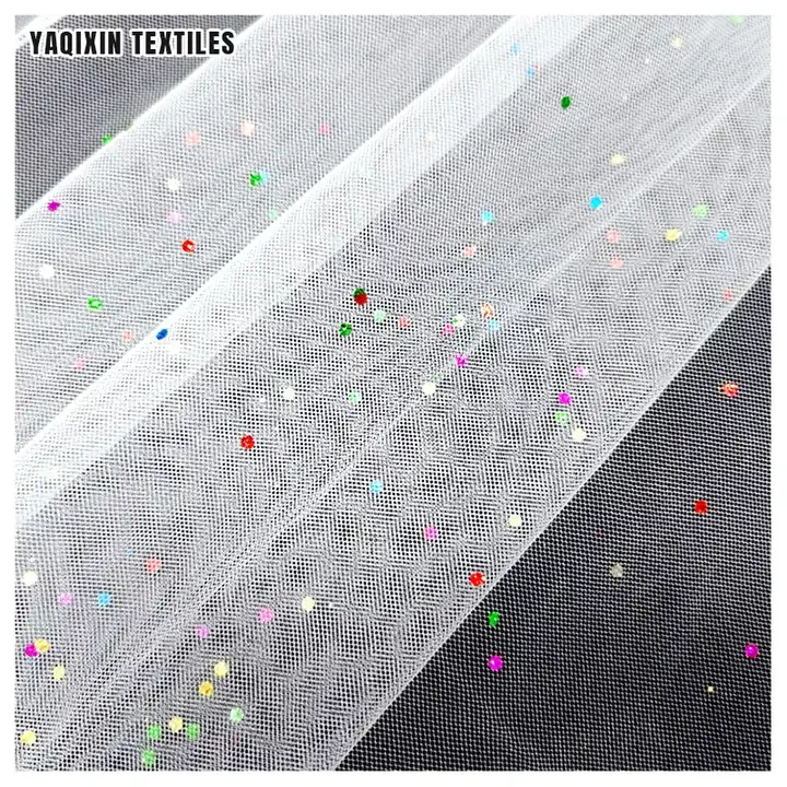 Guangzhou Zhongda Factory Prices Multi-color Shiny Sparkle 100 Polyester Net Tulle Mesh Fabric by the Yards - 图片 6