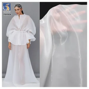 YX446 High Quality High Density Thickened 70 Gsm Polyester White Organza Fabric for Model Catwalk Dress