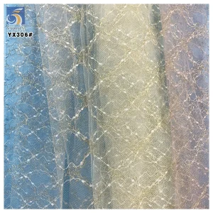 YX306 Wholesale Ready-made Gold and Silver Yarn Jacquard Mesh Fabric for Lace Decoration