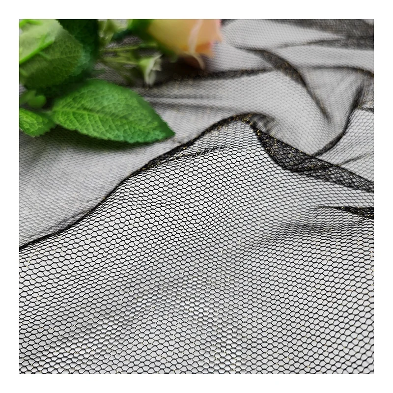 YS-14 Knitted Textile 100% Polyester Mesh Tulle Fabric Gold and Silver Thread Mesh Bridal Tulle Girl Clothing Fabric - 图片 6