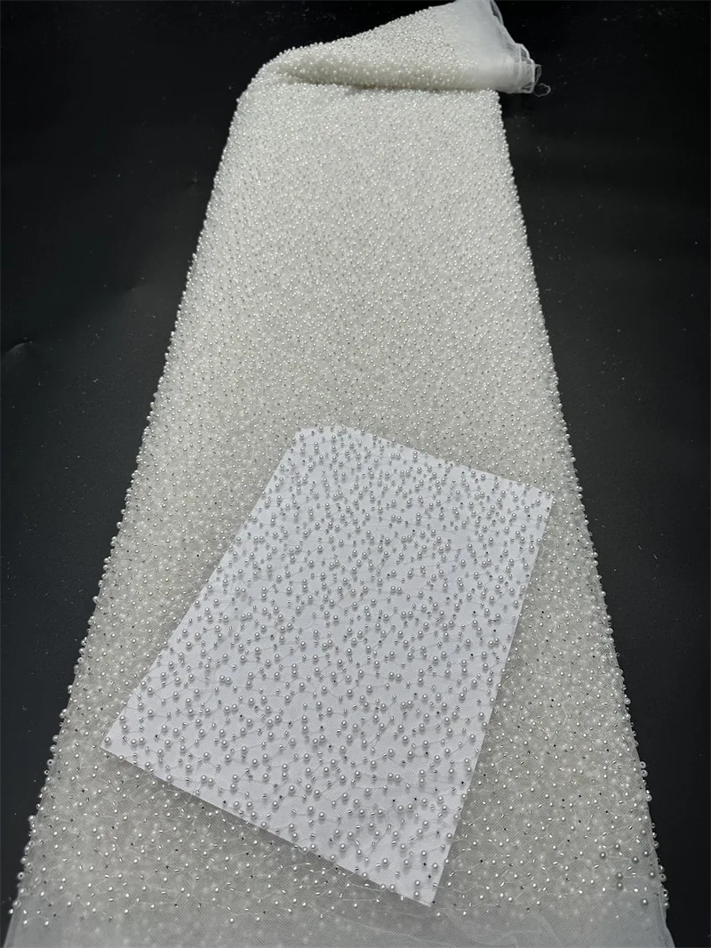 YX224 Ready Stock Multi Color Beads Embroidered Tulle Fabric for Wedding Dress - 图片 5