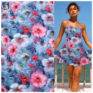 YX668 High-Definition Polyester Digital Print Pearl Chiffon Fabric With Delicate Floral Patterns for Fashionable Skirt