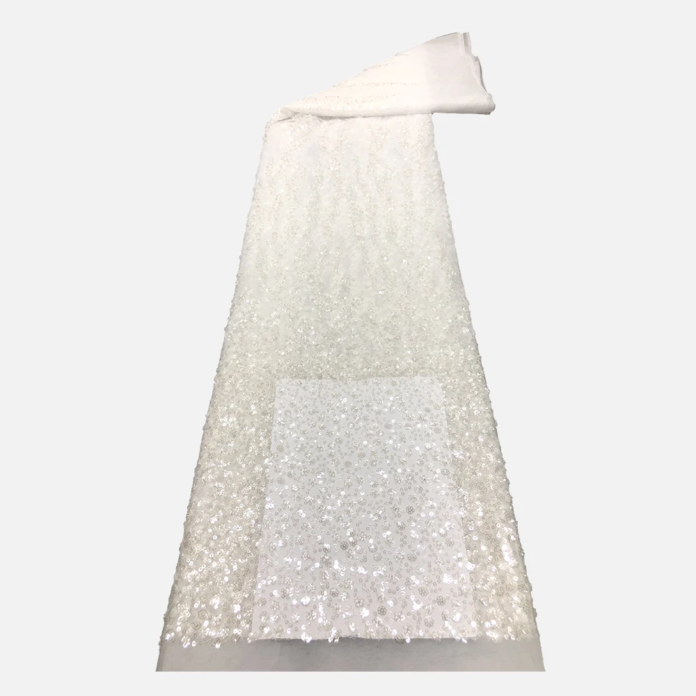 YX953 Cheapest Glitter Lace Materials Fabric Textile 2026 Fashionable New Beaded Sequins Lace Mesh Tulle Fabric for Wedding - 图片 2