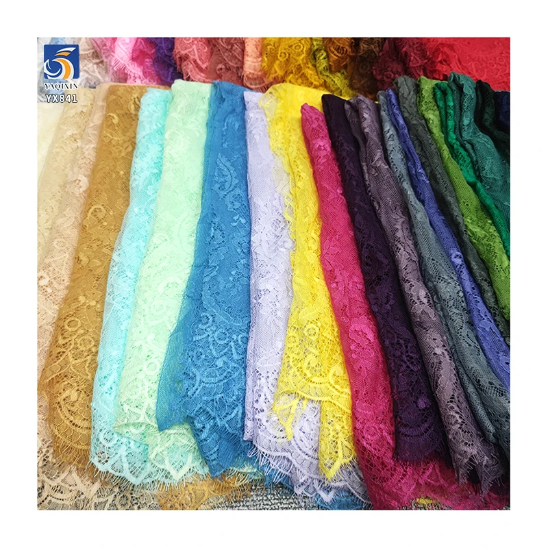 YX841 Multicolor Supply Wholesale Low Price Eyelash Lace Fabric 150CM*300CM Polyester Skirt Lace Eyelash Fabric Cheap - 图片 3