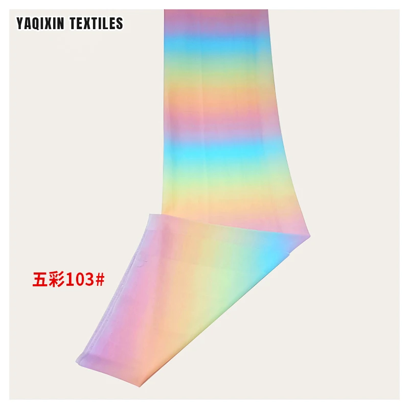 YX2159 2025 New Design Stylish Digital Printing Chiffon Fabric 5 Light Colors Dress Ombre Rainbow Chiffon Fabric by Roll Yards - 图片 4