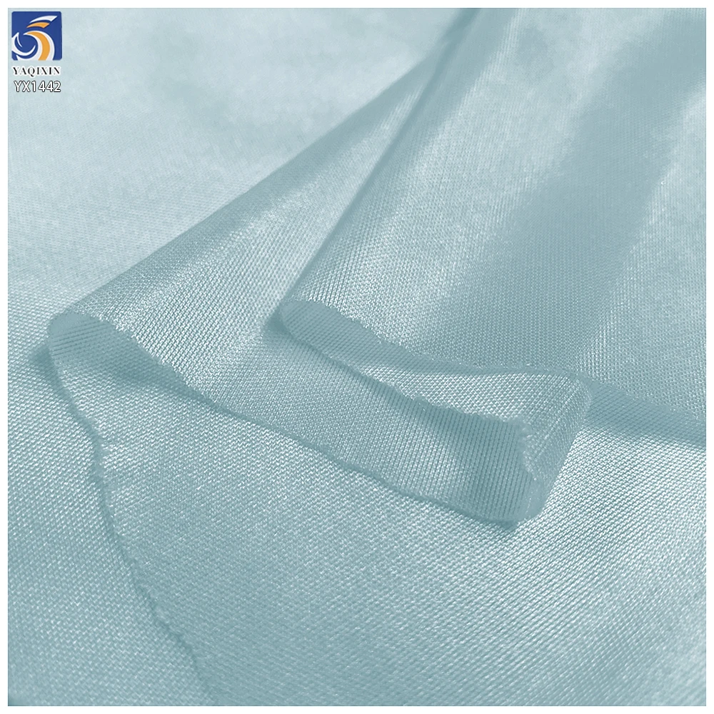 YX1442 Wholesalers 80gsm Shiny 50D Stretch Satin Fabric 92% Polyester 8% Spandex Soft Dress Skirt Garment Lining Fabric - 图片 4