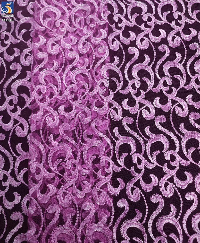 YX1015 High-End Luxury Style Embroidered Tulle Fabric Polyester Wave Design Tulle Embroidery Mesh Fabric for Party Skirts - 图片 4