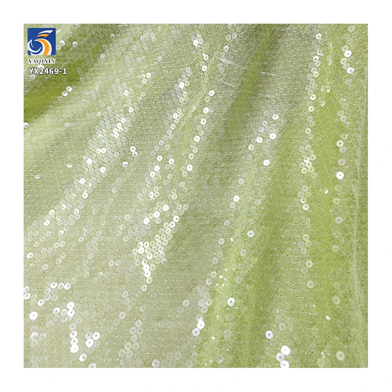 Popular Design Crystal Multi Colors Fabric Embroidery Sequin Fabric Custom-made Sequin Fabric for Fancy Dress - 图片 3