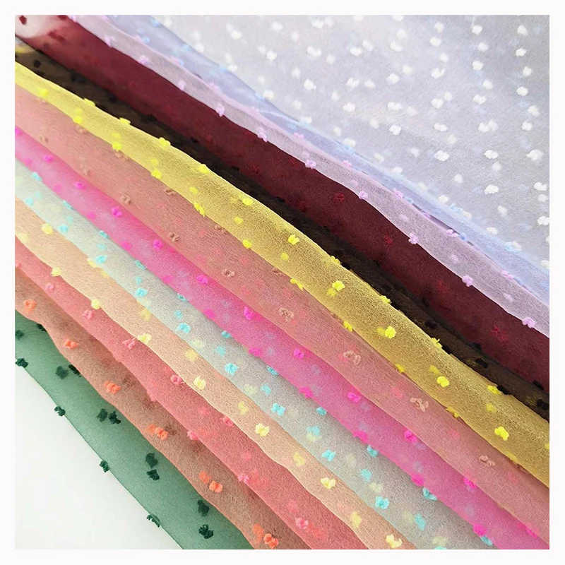 YX2002 2025 Luxury Designer Jacquard Organza Fabric Red Polyester Dobby Dot Georgette Organza Fabric for Wedding Dress - 图片 6