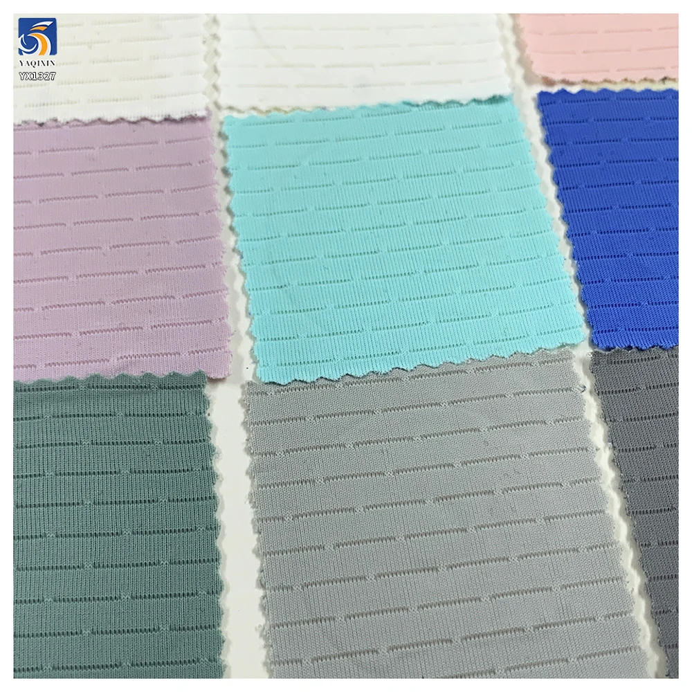YX1327 China Wholesale Breathable and Sweat-Wicking T-Shirt Sports Fabric Nylon/Spandex Jacquard Striped Knitted Fabrics - 图片 6