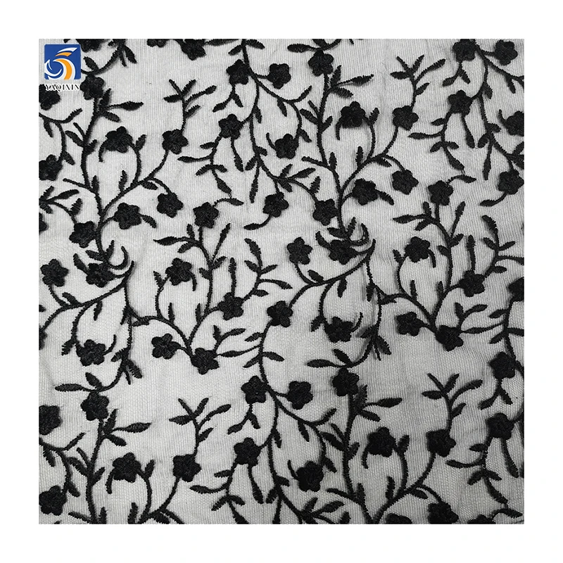 Mass Production of High-quality Embroidery Bud Pattern Tulle Embroidery Supports Sample Customization - 图片 5