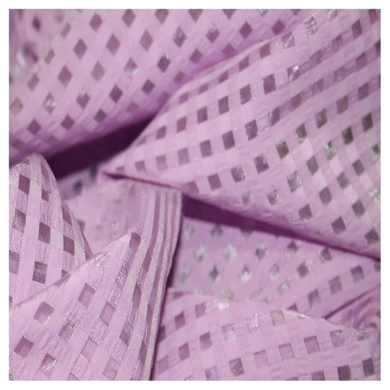 YX2290 High Quality 100% Polyester Organza Jacquard White Stripe Fabric Clothing Lining Organza Fabric - 图片 5