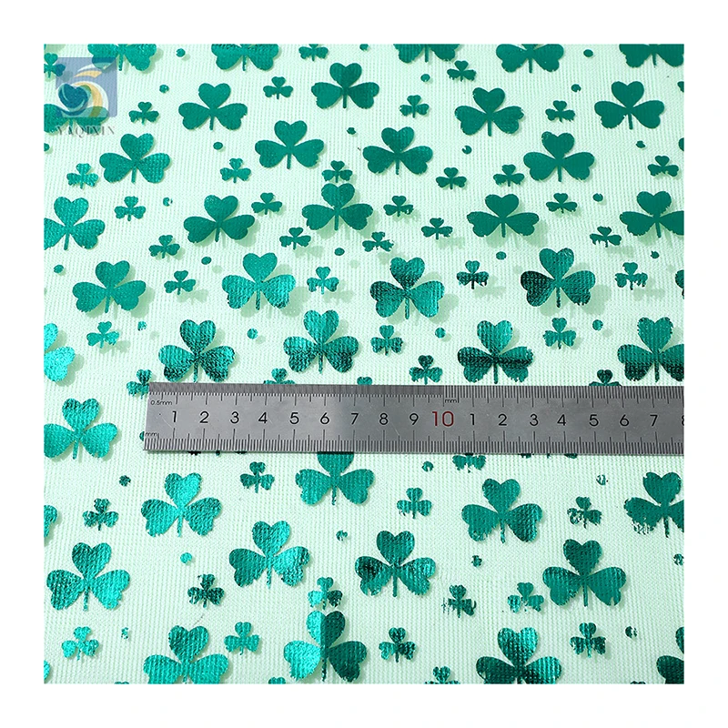 YX2713 Lucky Custom Polyester Green Clover Printed Tulle Fabric St. Patrick's Day Holiday Print Mesh Fabric - 图片 6