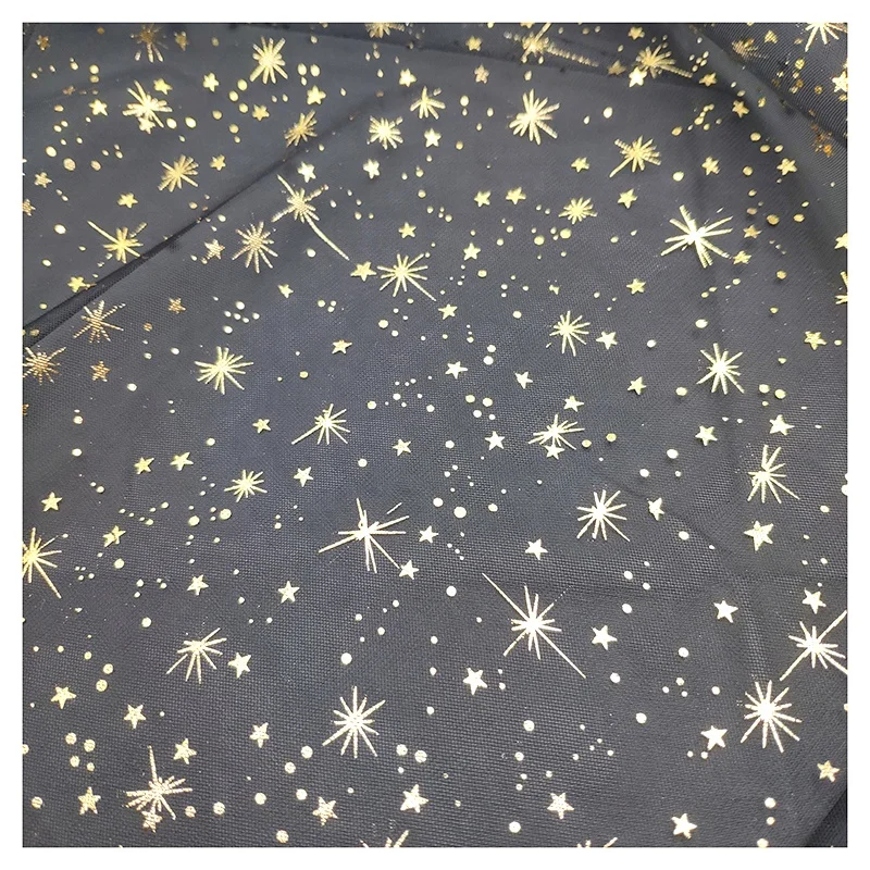 DX126 Manufacturers Direct Flash Tulle With Gold Foil Star Dots Design Polyester Mesh Fabric - 图片 5