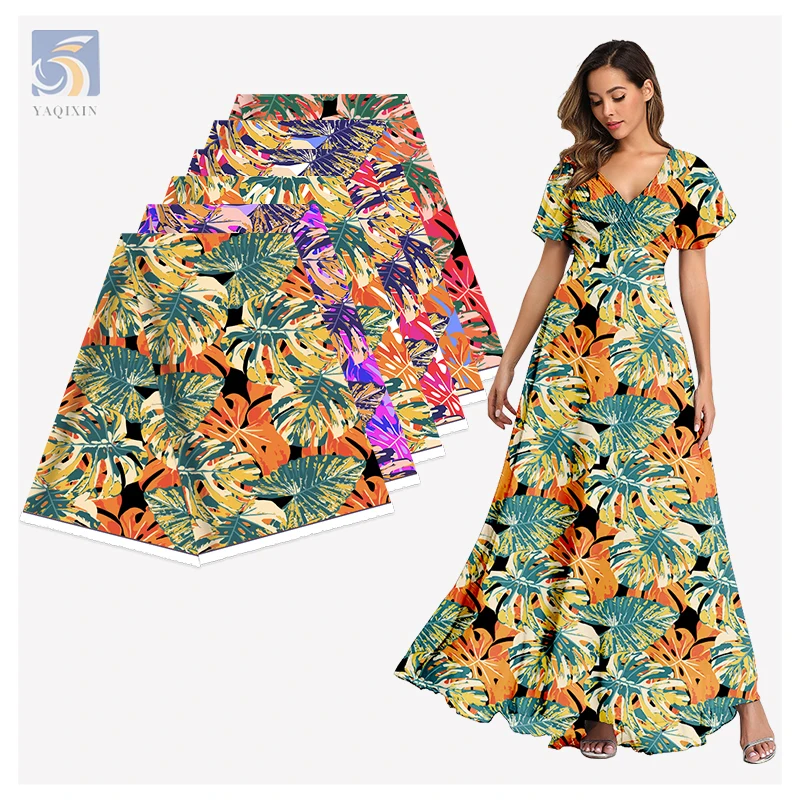 Guangzhou Supplier OEM&ODM Customized Digital Printed Poplin 100% Cotton Fabric Hawaiian Tropical Leaf Print Fabric