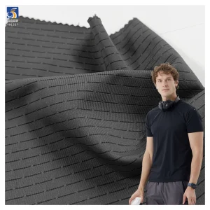 YX1327 China Wholesale Breathable and Sweat-Wicking T-Shirt Sports Fabric Nylon/Spandex Jacquard Striped Knitted Fabrics