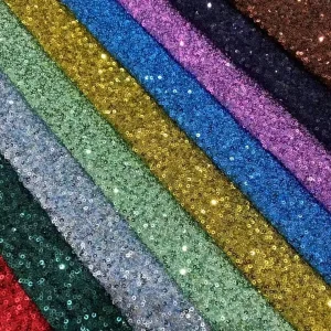2026 Stretch Mesh Knitted Dense Shiny Glitter 5MM Sequins Fabric Embroidered Sequin Stretch Fabric
