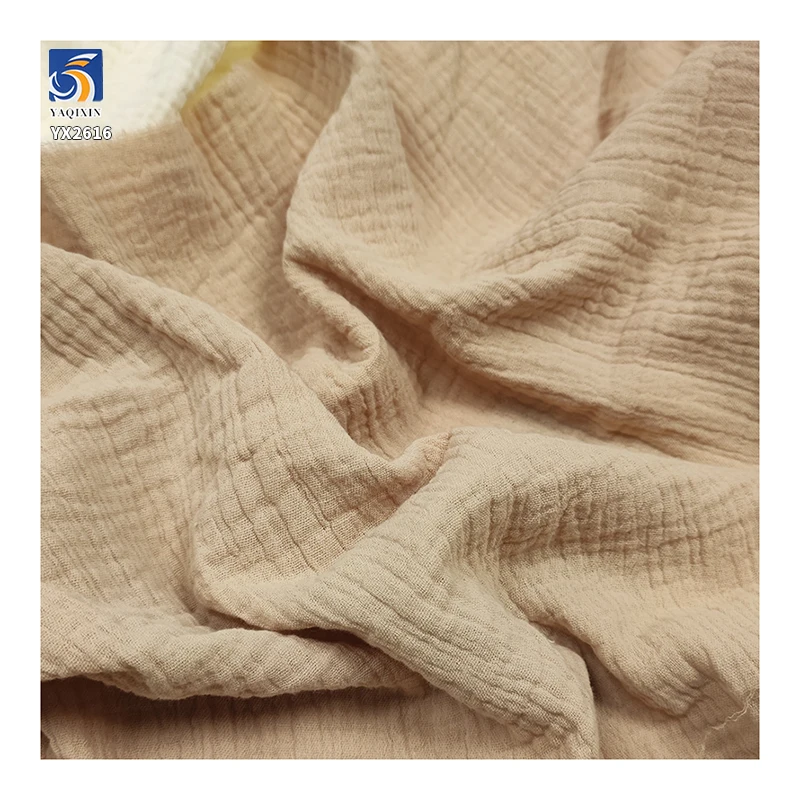 YX2616 Wholesale Prices Solid Gauze Muslin 100% Cotton Fabric Double-Sided Cotton Crepe Fabric for Baby Clothing