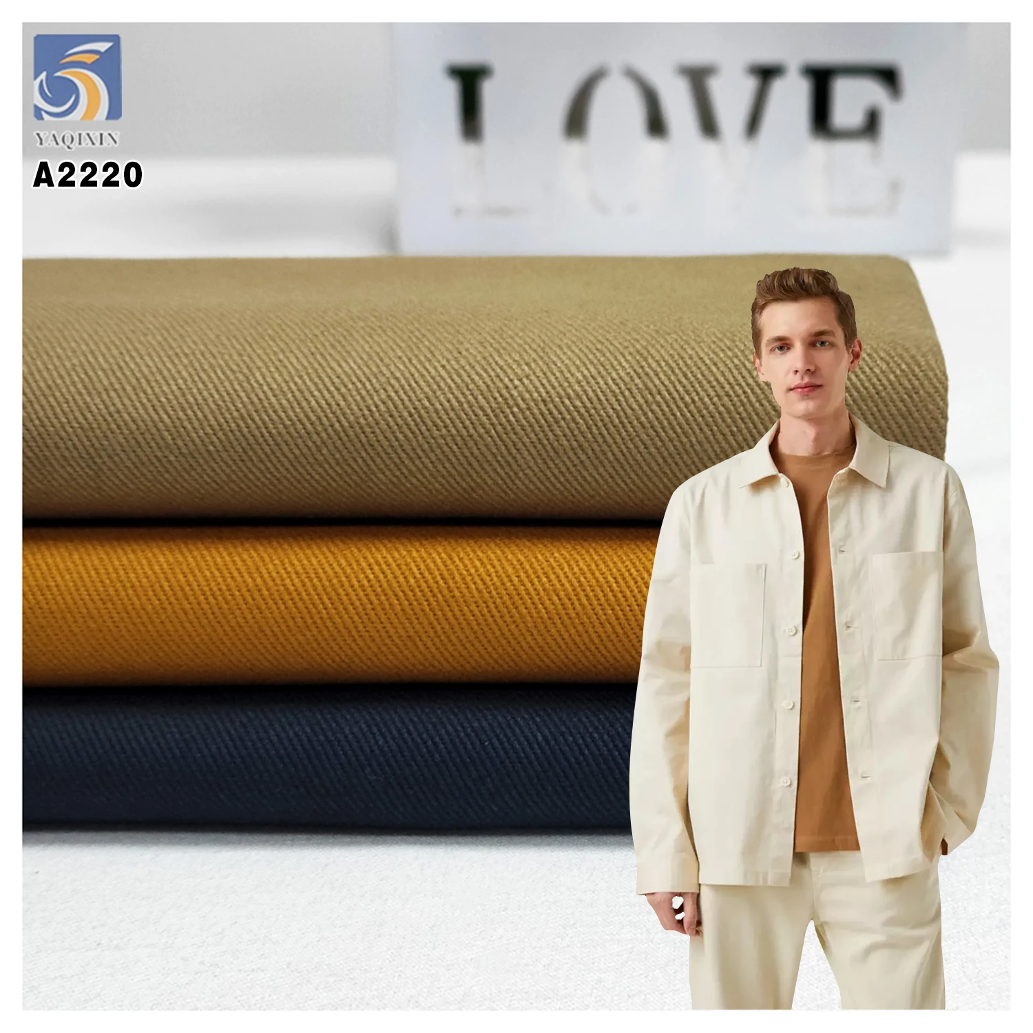 A2220 Solid 360gsm Heavyweight Drill Twill Cotton Fabric Cotton Spandex Stretch Twill Pants Fabric