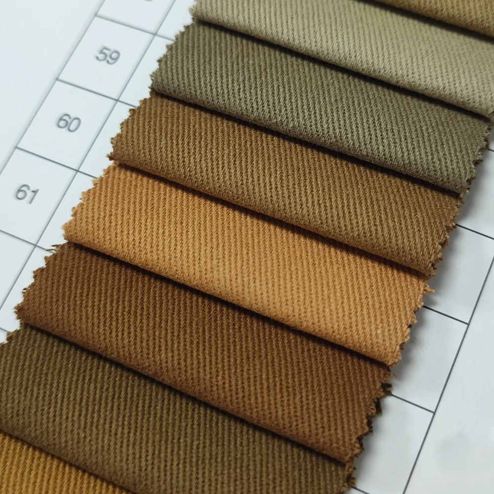 A2379 Wholesale 245gsm Washed Super Soft 100% Cotton Twill Fabric Khaki Cotton Woven Shirt Trousers Fabric for Man - 图片 6