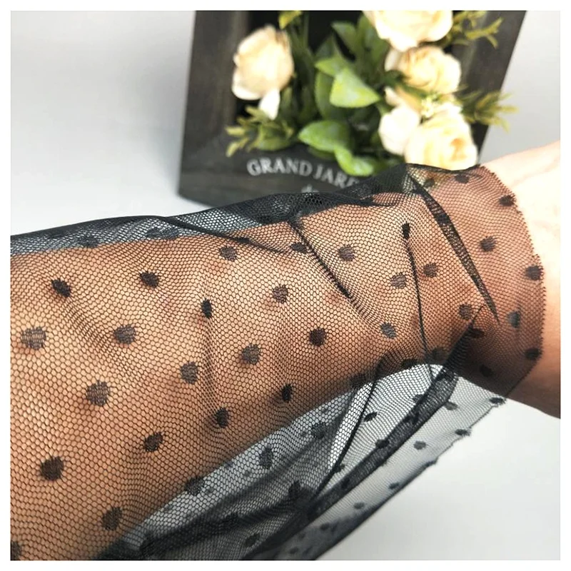 HF2015 Sexy Beauty Stockings Fabric Spandex 4 Way High Stretch Mesh Fabric Swiss Dots Jacquard Lace Mesh Fabric for Lingerie - 图片 4