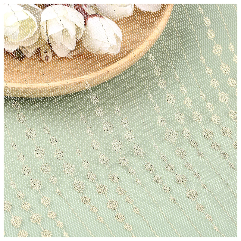 2026 Latest Tulle Mesh Fabric for Wedding Bridal Foil Printing Dot Golden Glitter Flash 100 Polyester Tulle Fabric - 图片 4