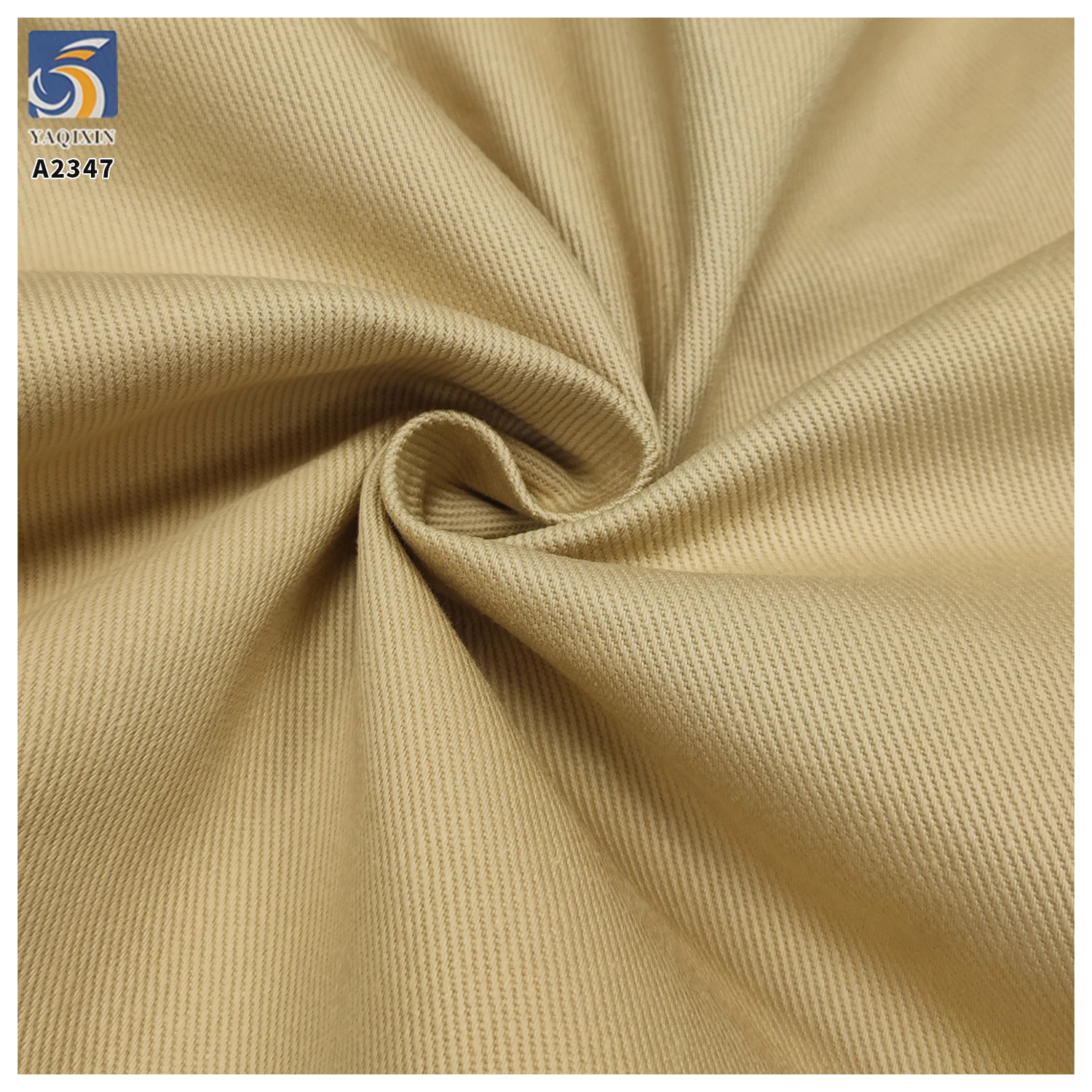 A2347 Good Quality 320gsm 7X7 100% Cotton Thick Twill Fabric Super Soft Thick Right Khaki Twill Washed Cotton Fabric - 图片 3