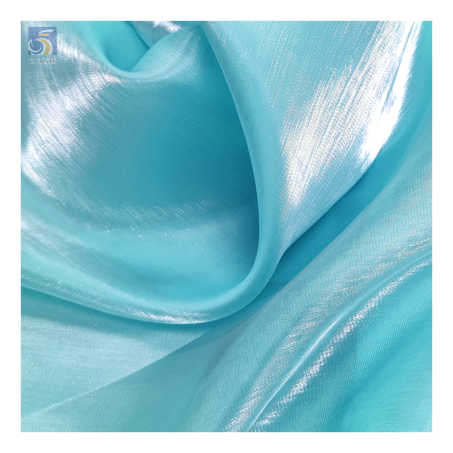 YS-12-1 Popular 100%Polyester Liquid Organza and Mikado Fabric for Woman Shiny Party Dress Organza Fabric - 图片 3