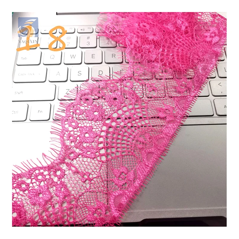 YX2634 Reasonable Price Hot Selling French Lace Fabric Stock Lot Knit Floral Chantilly Eyelash Lace Fabric 9.5CM*3M - 图片 5