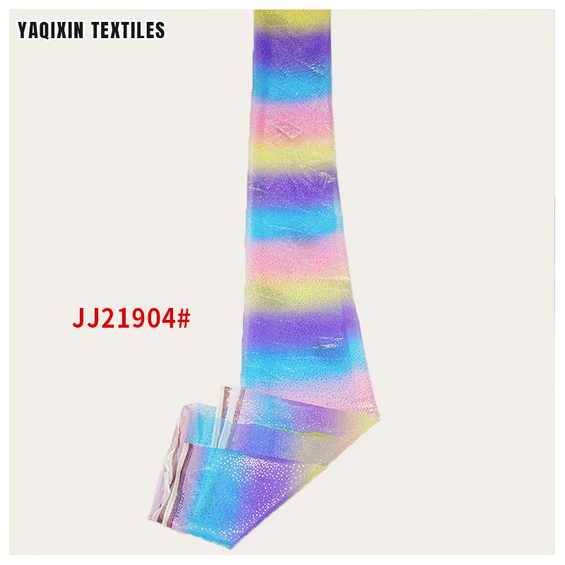 JJ21904 America Hot New Trends Beautiful Rainbow Digital Print Mesh Fabric Silver Shiny Dot Fabric Tulle by Roll Yard - 图片 6