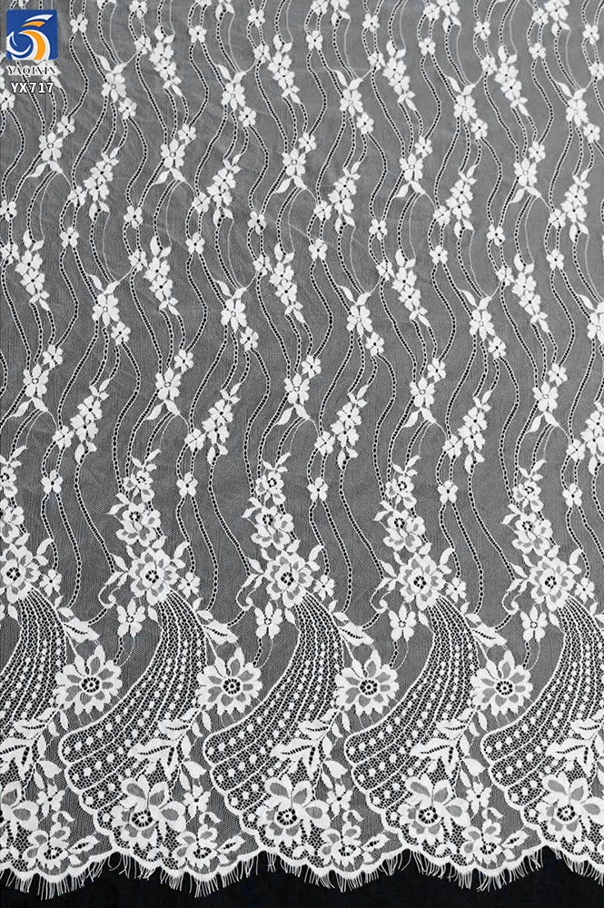 YX717 Cheap High Quality 150CM*300CM White 100% Polyester Eyelash Lace Fabric for Underwear Tablecloth Home Textile - 图片 3