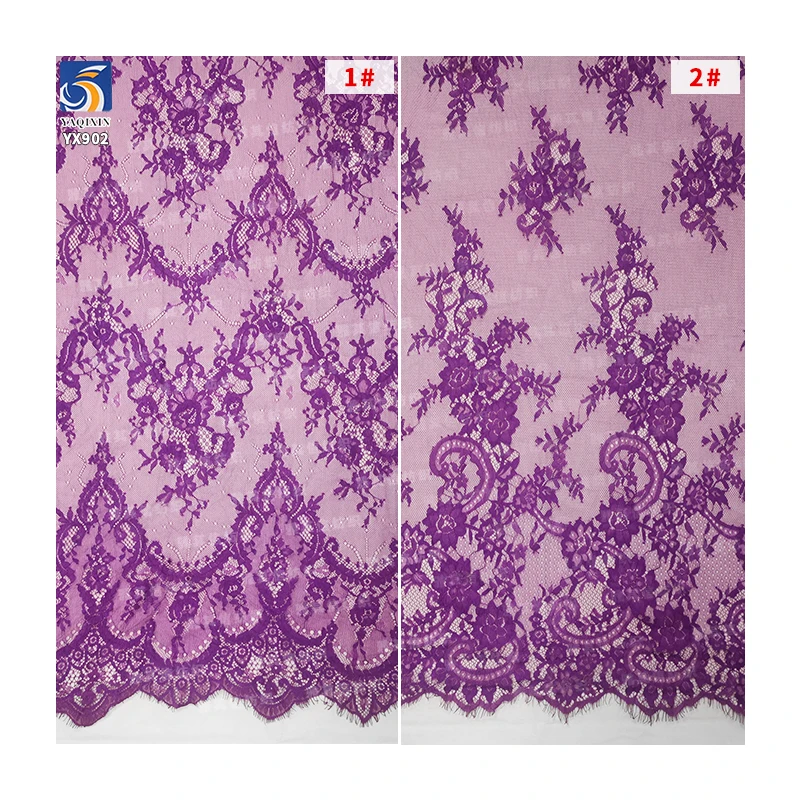 YX902 New 2025 Design Sky Blue Polyester Elegant Eyelash Lace Fabric for Home Textiles - 图片 5
