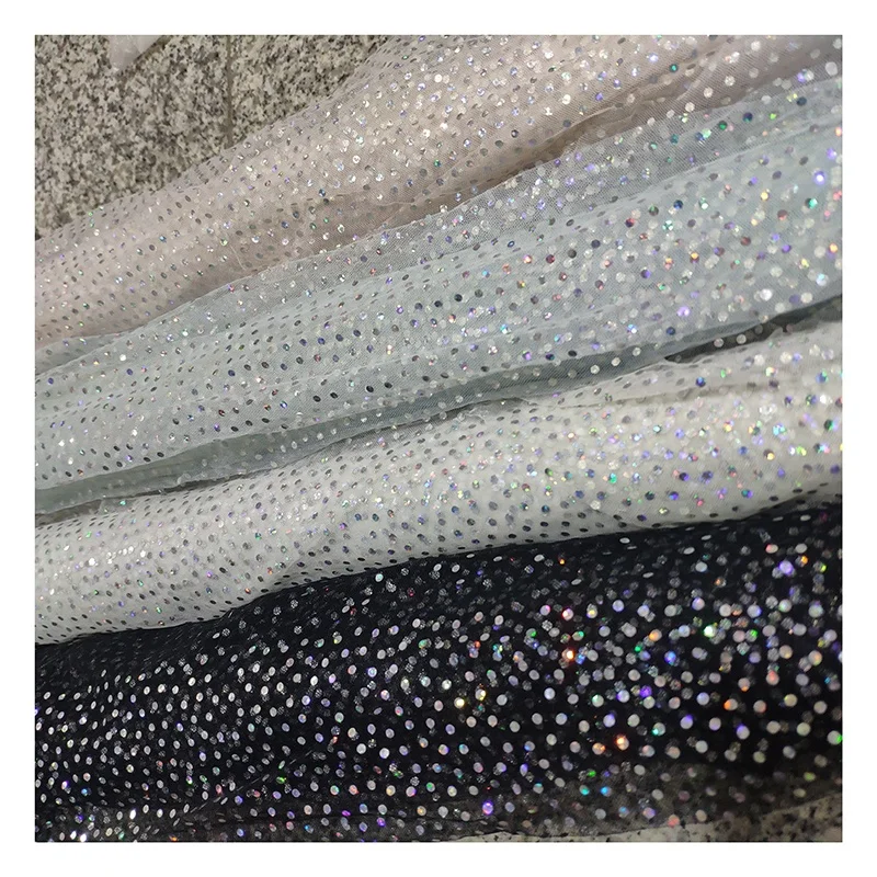 LPM004 Bling Bling Sparkle Diamonds Sequin Fabric Flash Glitter Sequin Tulle Mesh Fabric for Evening Dress - 图片 6